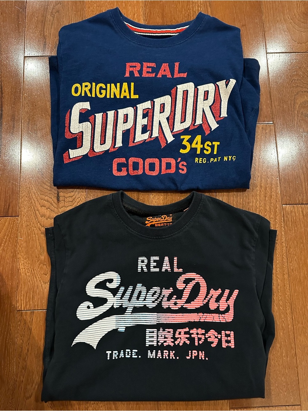 Two Superdry Short Sleeve T-Shirts Superdry Goods and Classic Script